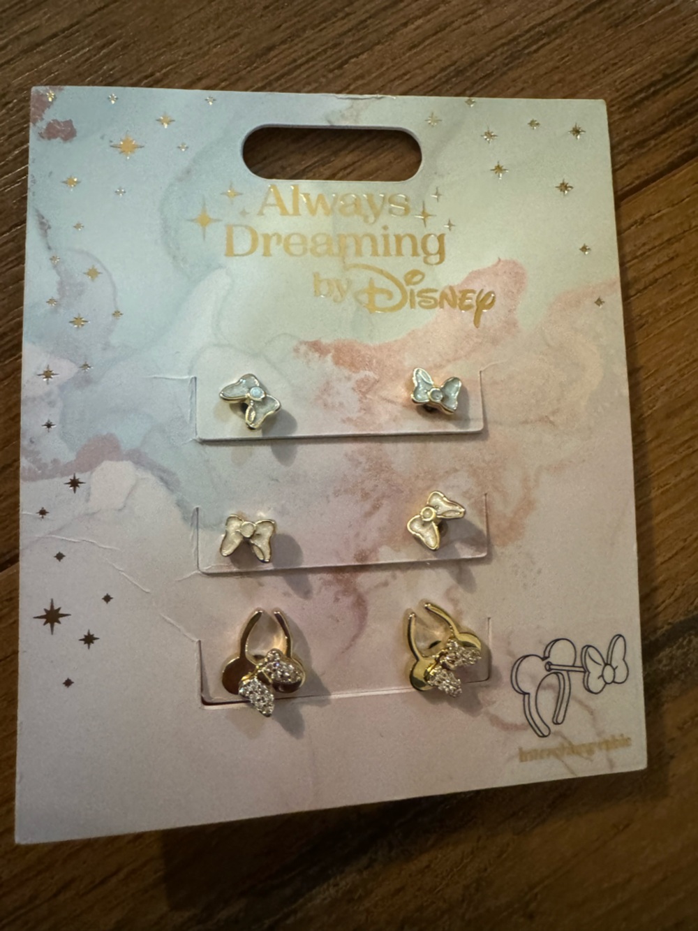 Disney Bow Stud Earring Set - Gold & Silver